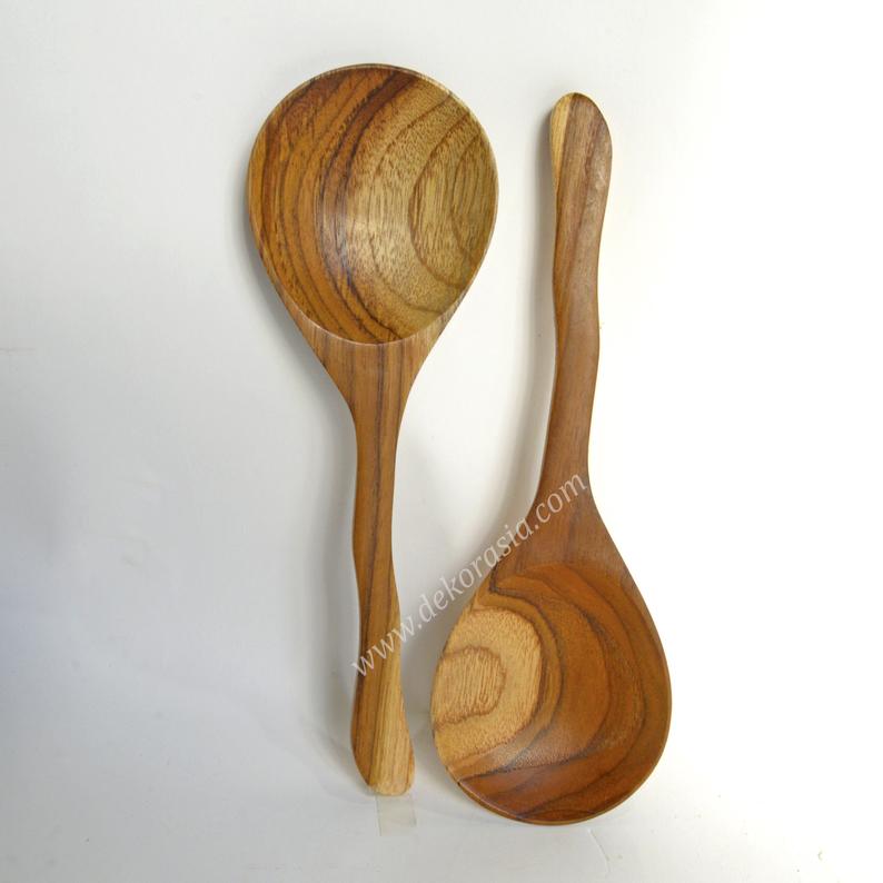 Teak Wood Round Wooden Rice Ladle Spoon - 9.1 inches length | Kitchenware